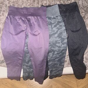 NVGTN Kids Leggings Trio - Lavender, Camouflage Gray, Charcoal